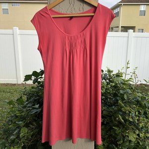 Eileen Fisher Silk Long Top Tunic Dress Pink Small Short Sleeve Top Blouse Shirt